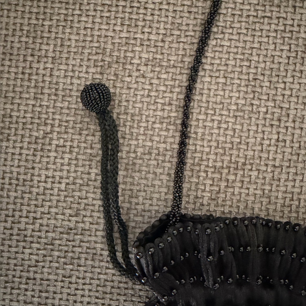 Black Beaded Mini Drawstring Pouch Bag Vanessa We… - image 7